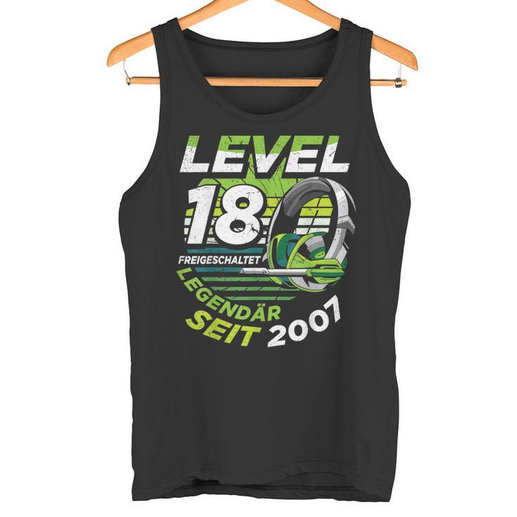 Level 18 Birthday Boy Gamer Man Decoration Age 2007 Tank Top