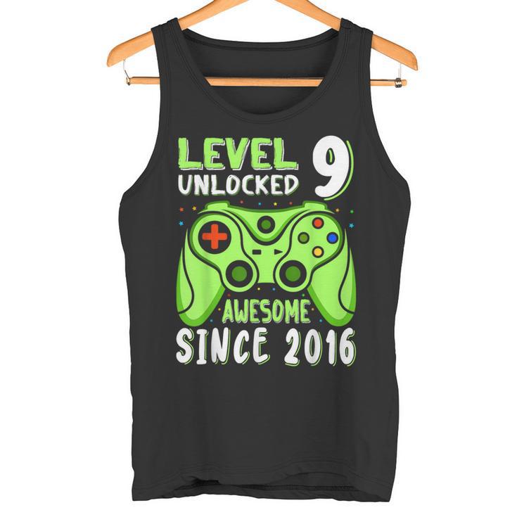 Level 9 Unlocked Awesome 2016Ideospiel 9Th Birthday Boy Tank Top