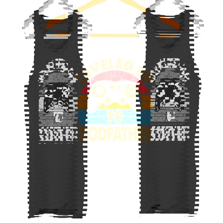 Leveled Up To Godfather Retro Promocionado A Padrino Regalo Camiseta sin mangas