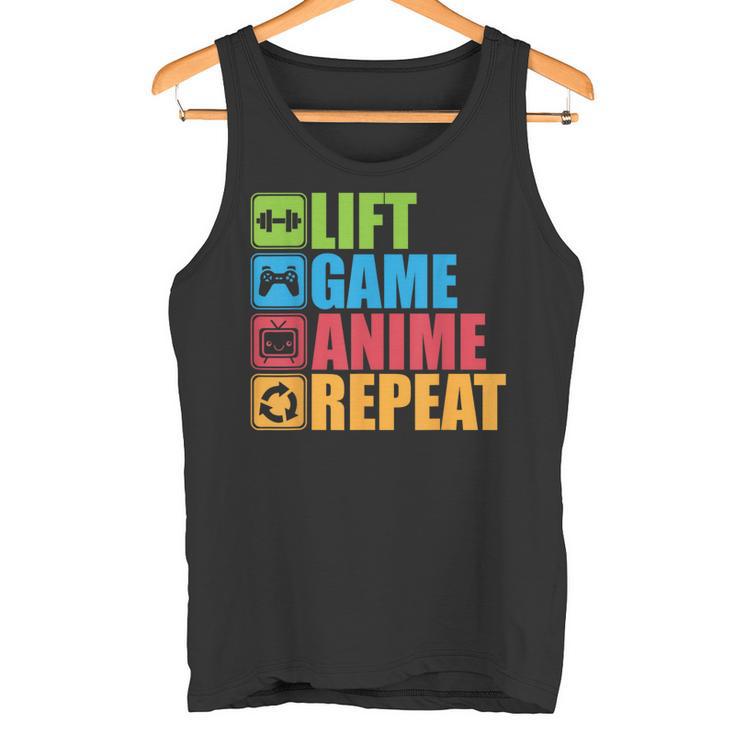 Lift Anime Game Repeat Gym For Geeks And Nerds Tank Top