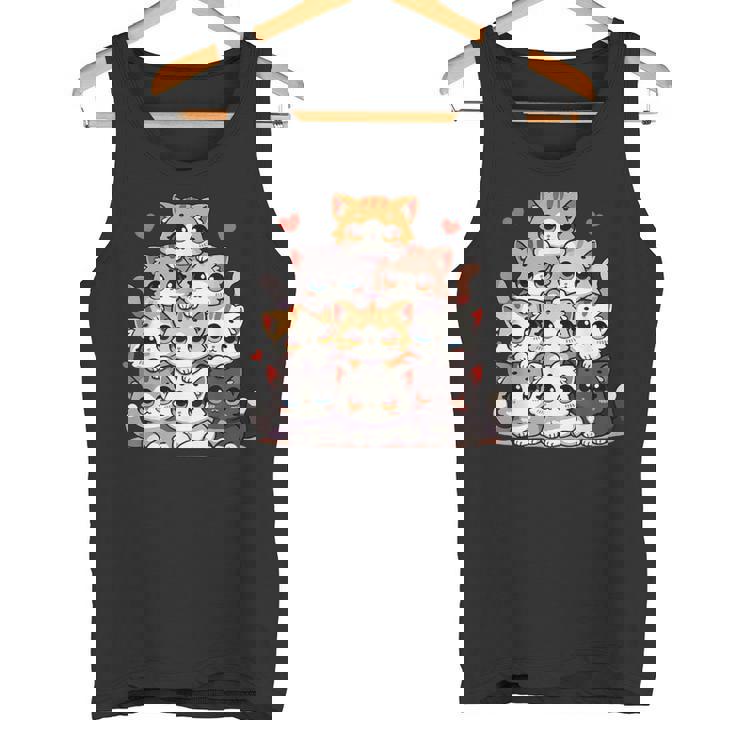 Lindos Gatos Y Gatitos Amantes De Los Gatos Para Niñas Anime Kawaii Gato Camiseta sin mangas