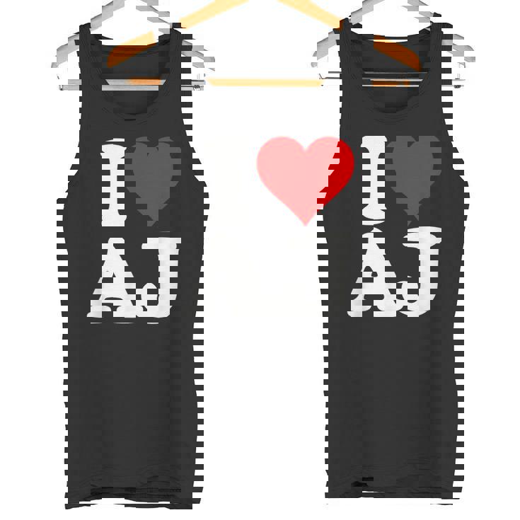 I Love Heart Aj AJ A J Initals Monograma Nombre Nombre Camiseta sin mangas