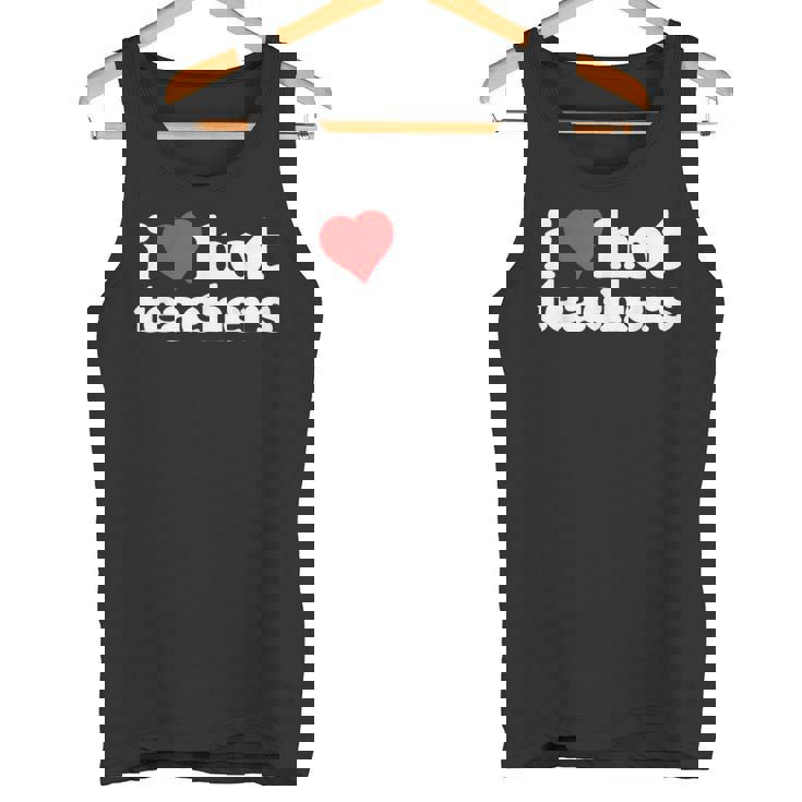 I Love Hot Teachers 80s Vintage Minimalist Heart Tank Top