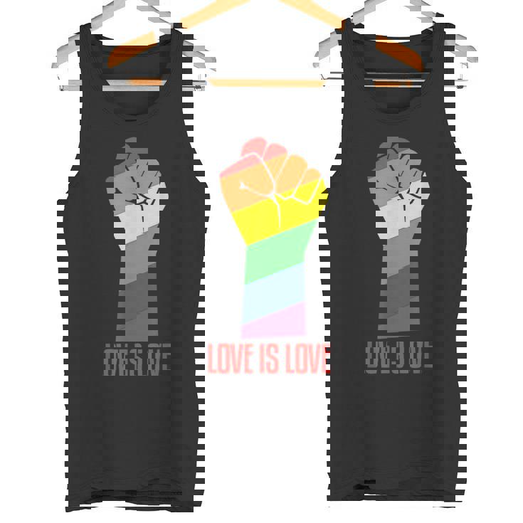 Love Is Love LGBT Flag Rainbow Fist Lesbian Gay Pride Tank Top