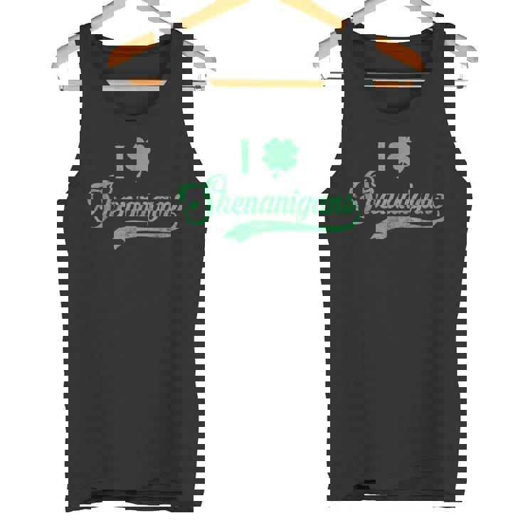 I Love Shenanigans Mixed Clover Shamrock StPatrick's Tank Top
