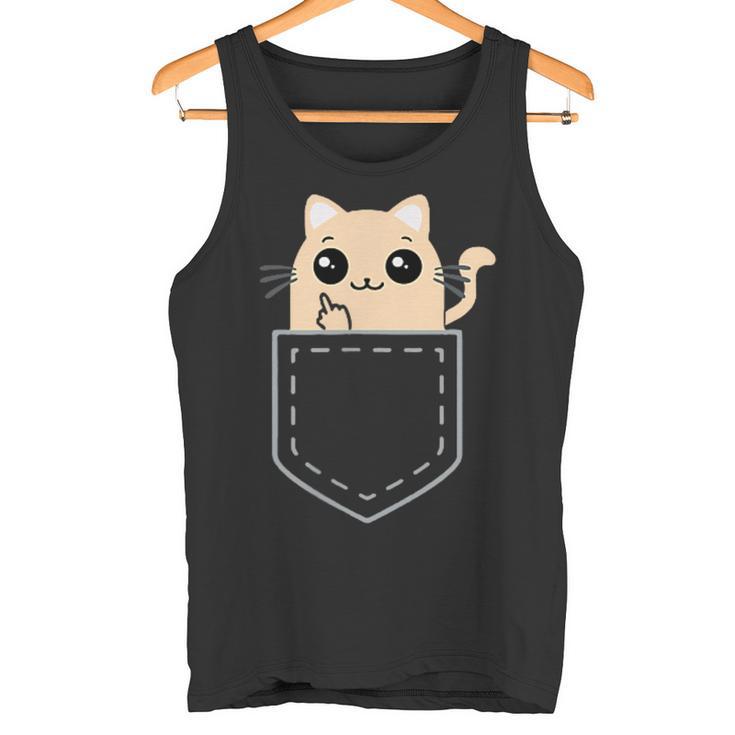 Lustige Katze Mittelfinger Stinkefinger Cat Kawaii Tank Top