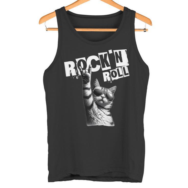 Lustiges Musik Festival Rock Katze Rock N Roll Tank Top