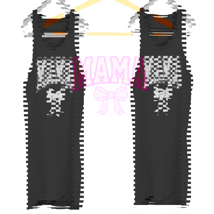 Mama Coquette Bow Groovy Pink Floral Mother's Day Mom Life Tank Top