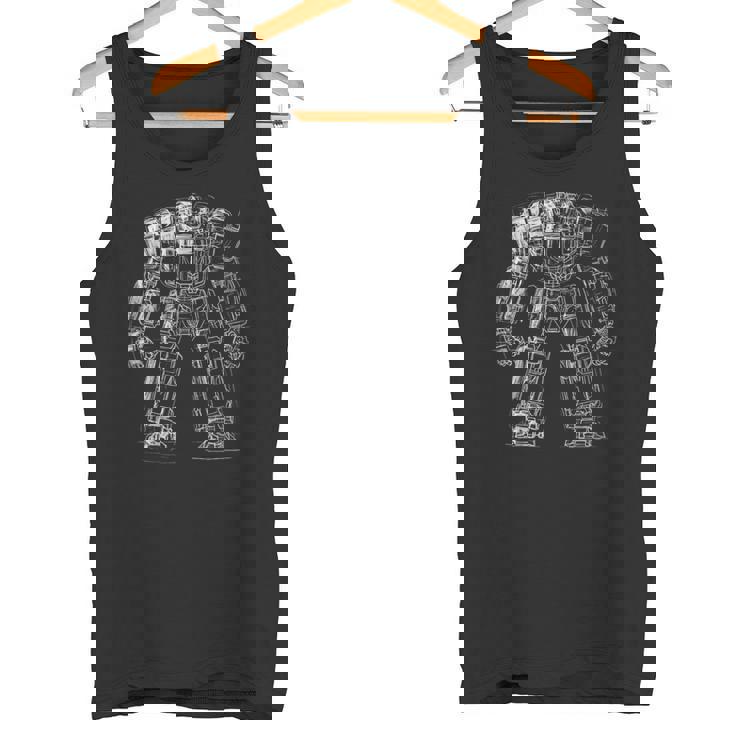 Mech Warrior Sketch Shirt Cool Tech Robot Fighter Tank Top