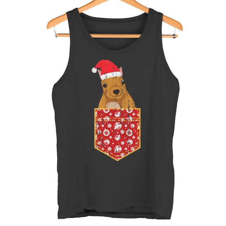 Merry Christmas Forest Animal Chest Pocket Squirrel Tank Top