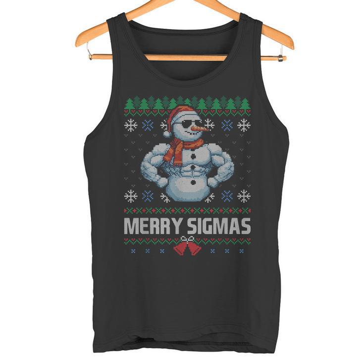 Merry Sigmas Bruh Snowman Sigma Male Skibidi Christmas Tank Top