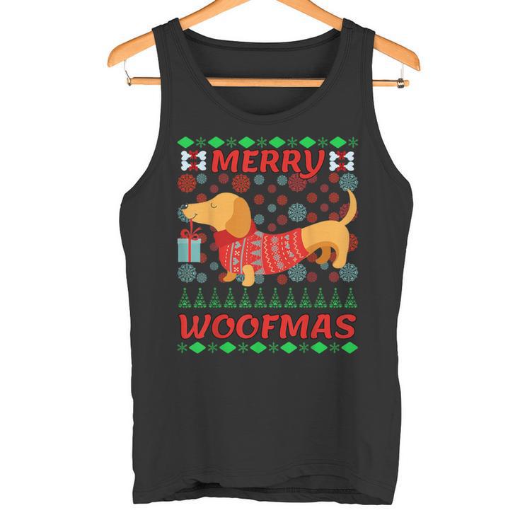 Merry Woofmas Dachshund Christmas Jumper Tank Top