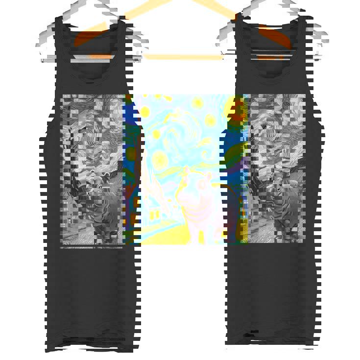 Moo Deng Hipopótamo Pygme Y La Noche Estrellada Camiseta sin mangas