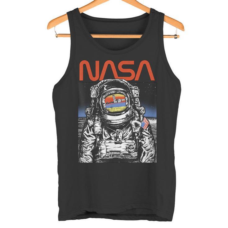 Nasaintage Astronaut Moon Walk Reflection Graphic Tank Top