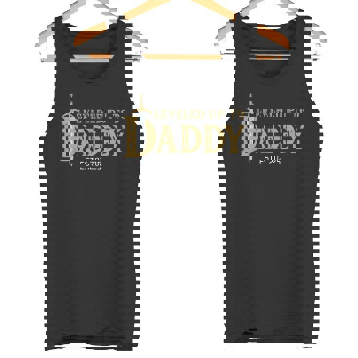 Nivelado Hasta Papá Est 2025 Nivel Desbloqueado Papá Gaming Camiseta sin mangas