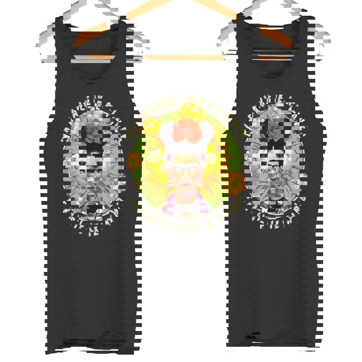 Not Fragile Like A Flower Fragile Like A Bomb Mexican Quote Tank Top