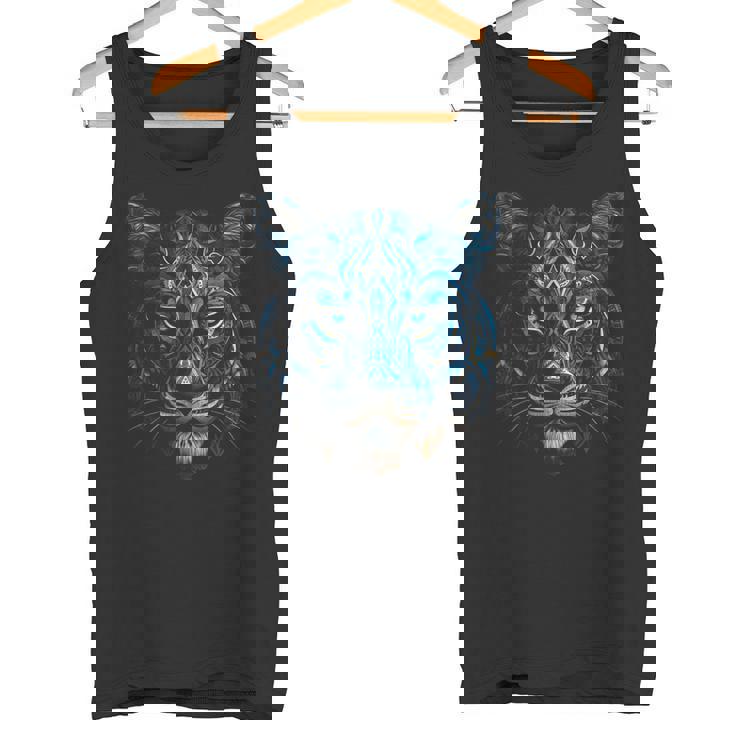Obra De Arte Tigre Ojos Azules Arte Animal Tigre Camiseta sin mangas