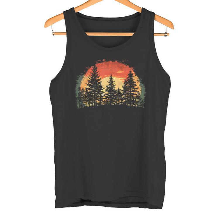 Outdoor Tree Nature Lovers Sunset Retro Forest Tank Top