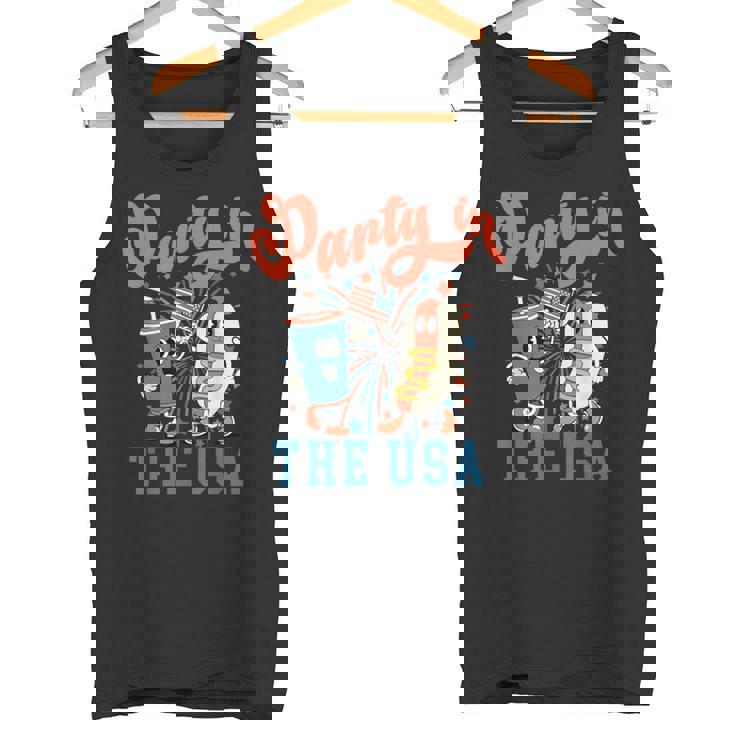 Party In The USA Hot Dog Fireworks American Flag 4th Of July Tank Top