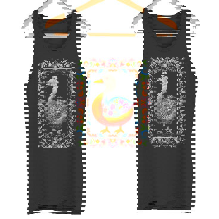 Pato Colorido Arte Flores Gráfico Animal Motivo Pato Camiseta sin mangas