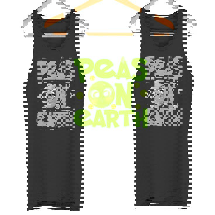 Peas On Earth Peace On Earth Foodie Pun Meme Tank Top