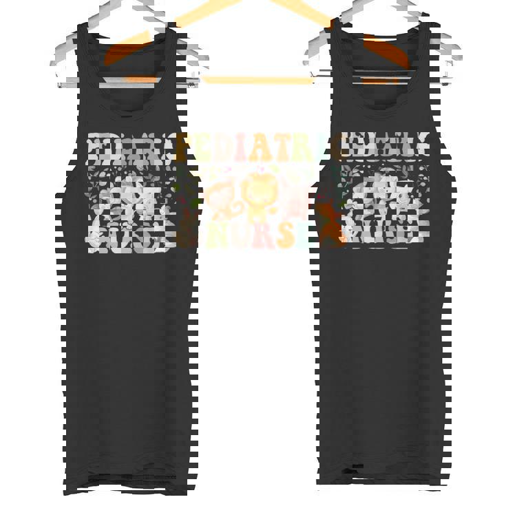 Pediatric Nurse Cute Zoo Animals PICU Registered Nurse Tank Top