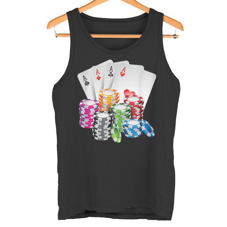 Poker Gambling Game Cards Chips Casino Poker Tank Top