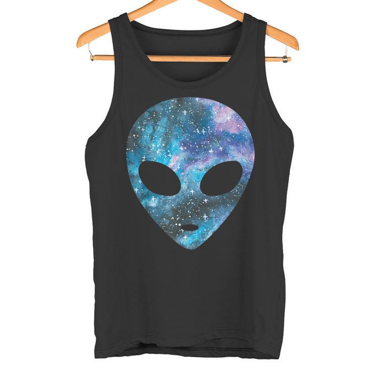 Psychedelic Alien Head Cosmic Galaxy Trippy Outer Space Tank Top