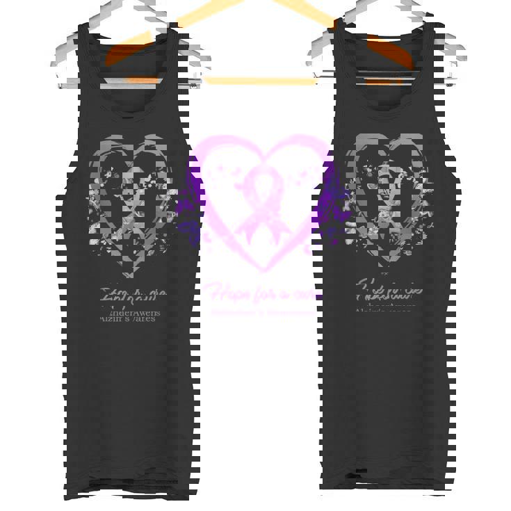 Purple Heart Butterfly Hope For A Cure Alzheimer's Awareness Tank Top