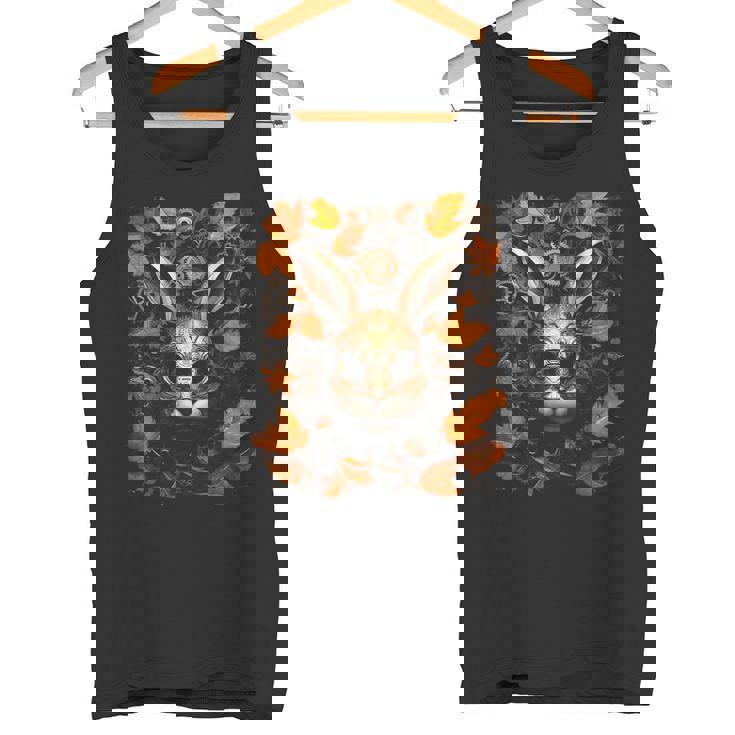 Rabbit Autumn Leaves Animal Art Robot Graphic Hare Tank Top