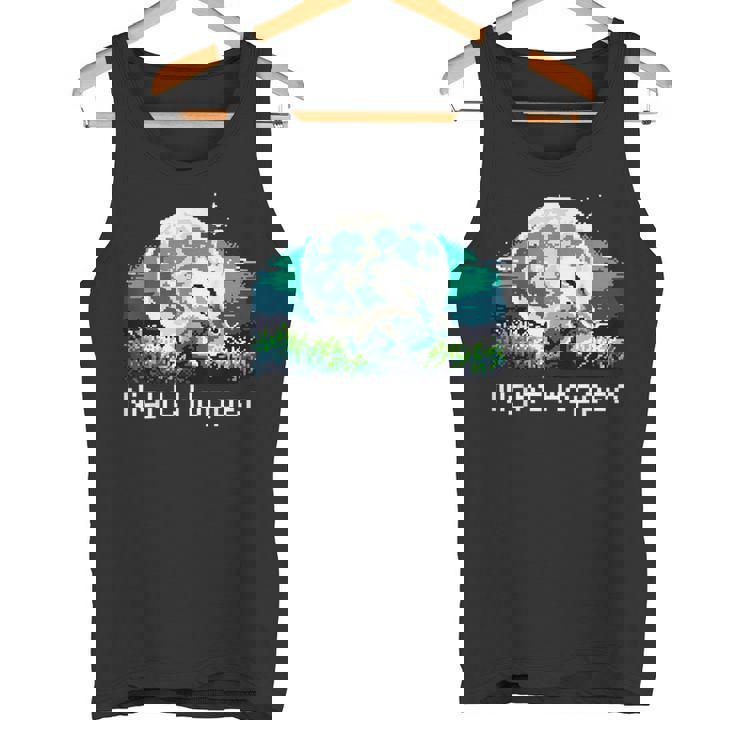 Rabbit Hare Animal Full Moon At Night Bunny 8-Bit Pixel Art Tank Top