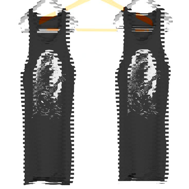 Raccoon Guitarist Tank Top - Moonlit Music Lover's Delight