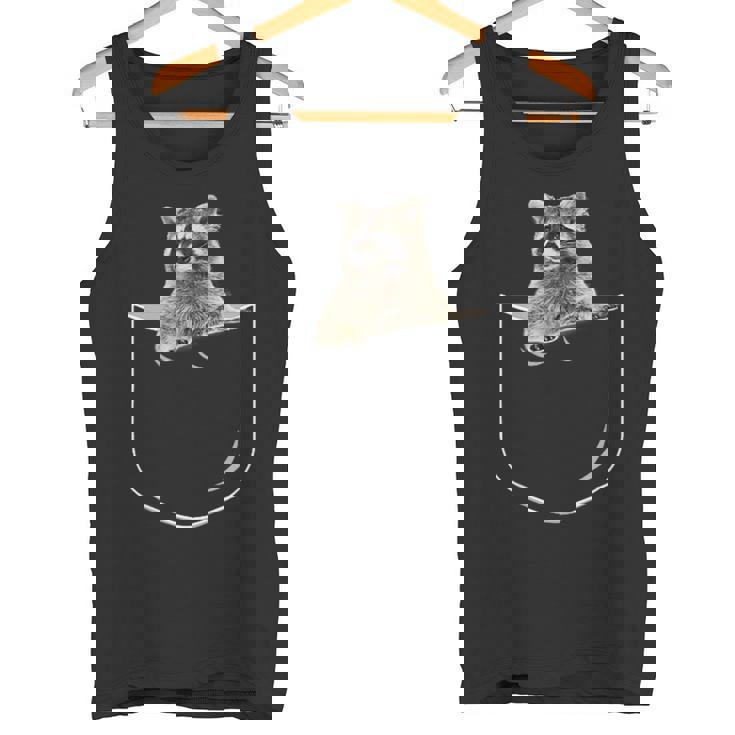 Raccoon Pocket Tank Top - Fun Animal Design for Casual Wear