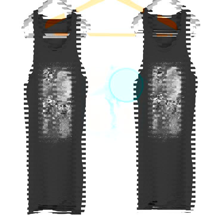 Raccoon Tank Top | Quirky Trio Howling | Moonlit Animal Magic