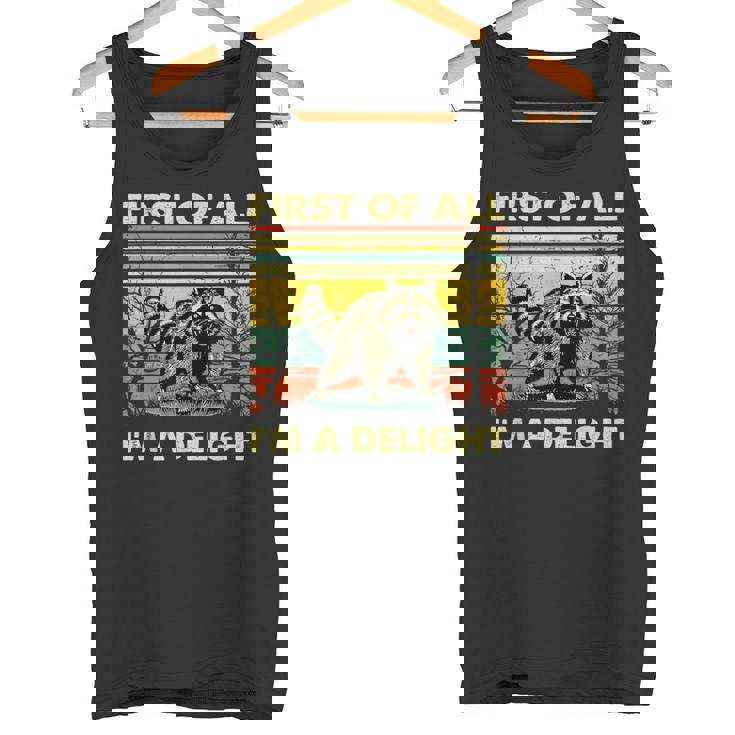 Retro Angry Raccoon Tank Top - Animal Humor for Casual Wear
