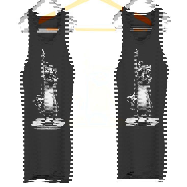 Retro Raccoon Rock Music Men Kids Women Raccoon Tank Top