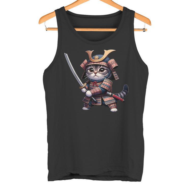 Samurai Cat Japanese Samurai Ninja Cat Camiseta sin mangas