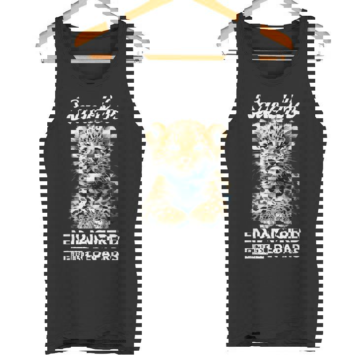 Save The Endangered Amur Leopard Watercolor Cute Cub Tank Top