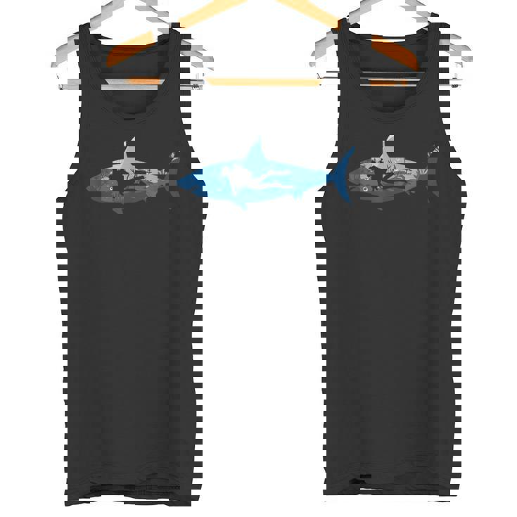 Scuba Diving Shark Ocean Explore Dive Diver Tank Top
