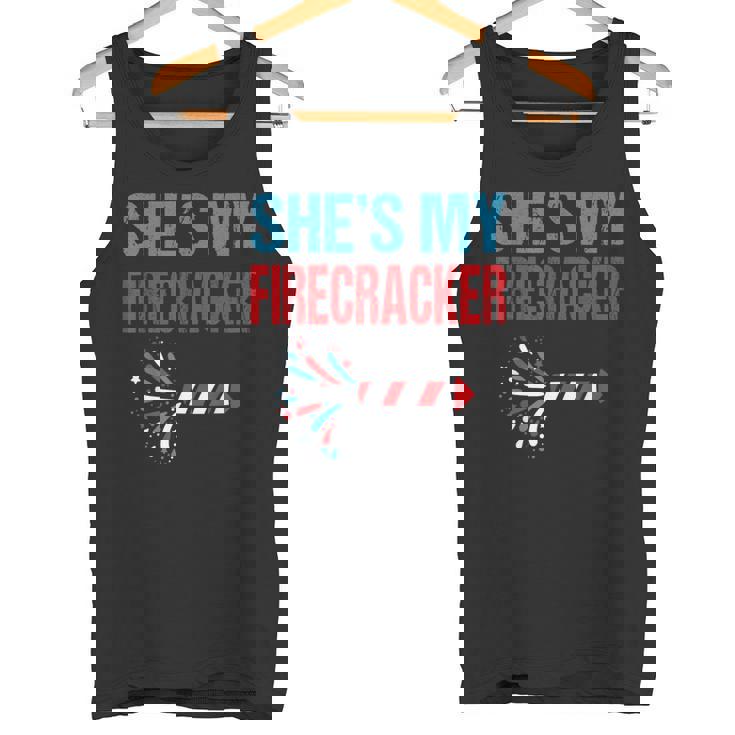 She's My Firecracker 4th Of July Fireworks Matching Couples Tank Top