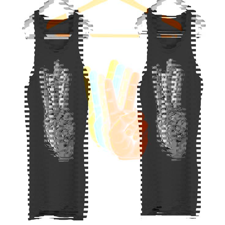 Signo De La Paz Amor Mano Dedo Signo De La Paz Retro Camiseta sin mangas