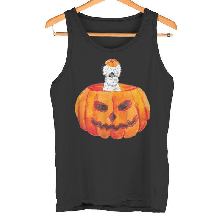 Silkie Chicken Happy Halloween Pumpkin Farm Animal Lover Tank Top