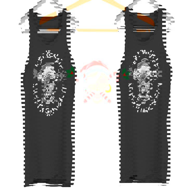 Skeleton Skull Santa Pirate Candy Cane Christmas Jolly Roger Tank Top