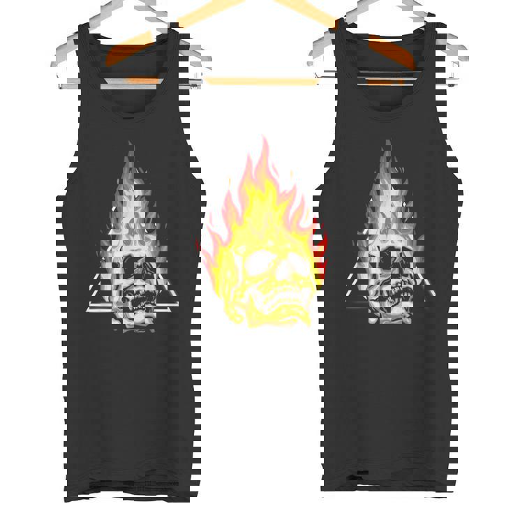 Skull Pyro Burning Skeleton Fire Fireworks Pyrotechnician Tank Top
