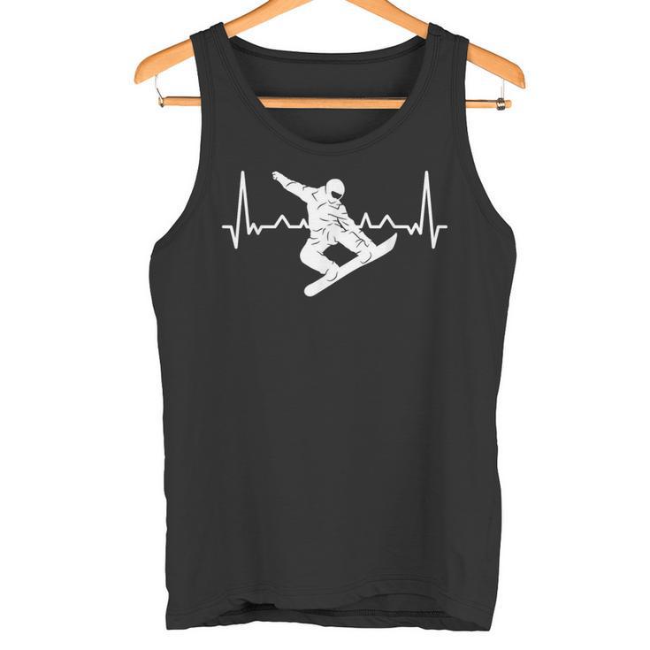 Snowboarding With Heartbeat Pulse Ecg And Snowboarder Tank Top