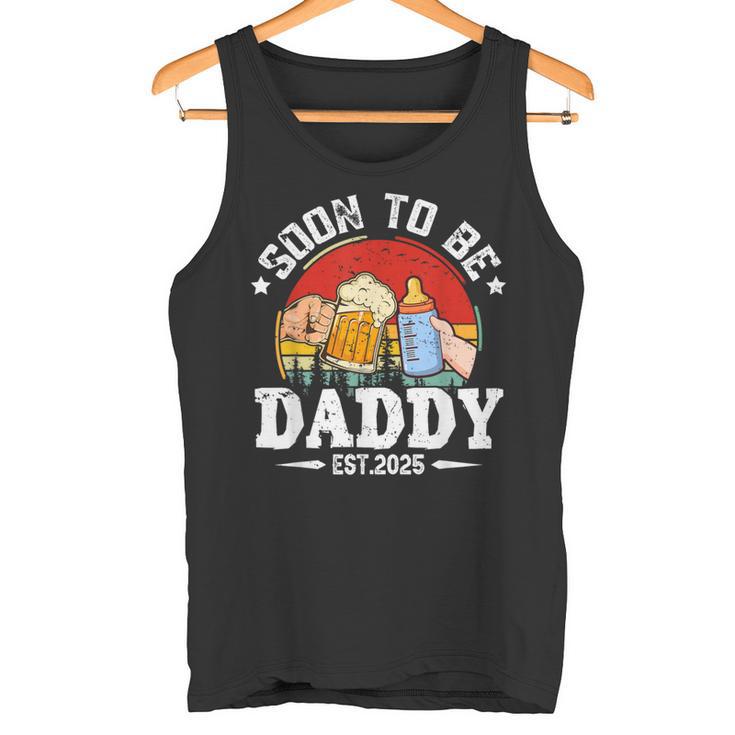 Soon To Be Daddy 2025 Retro Pregnancy Announcement Dad Tank Top