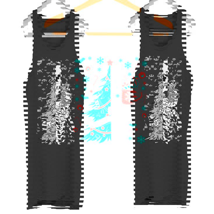 Sorta Merry Sorta Scary Christmas Skeleton Tree Santa Tank Top