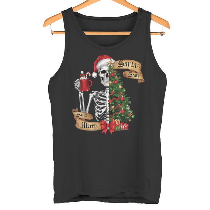 Sorta Merry Sorta Scary Christmas Skeleton Tree Xmas Tank Top