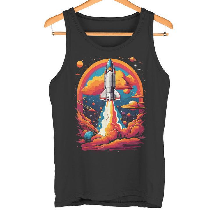 Space Travel With Space Shuttle Rocket Astronaut Dream Tank Top