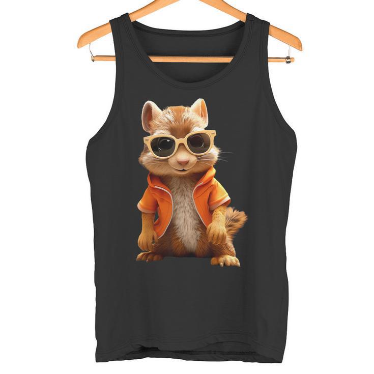 Squirrel With Sunglasses Animal Lovers Cute Rodent Tank Top